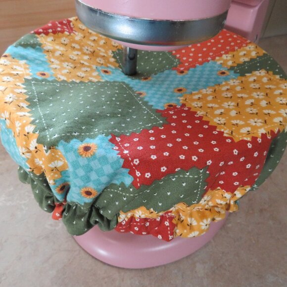 Kitchenaid Bowl Cover, Reversible Fall Patchwork and Chicken Mixer Cover - Picture 1 of 6